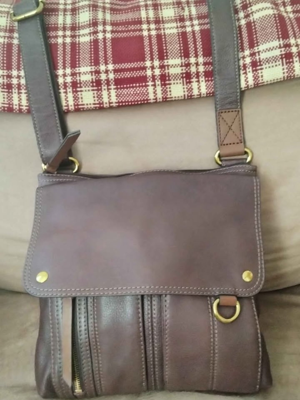 Classic Brown Leather Fossil Crossbody Bag